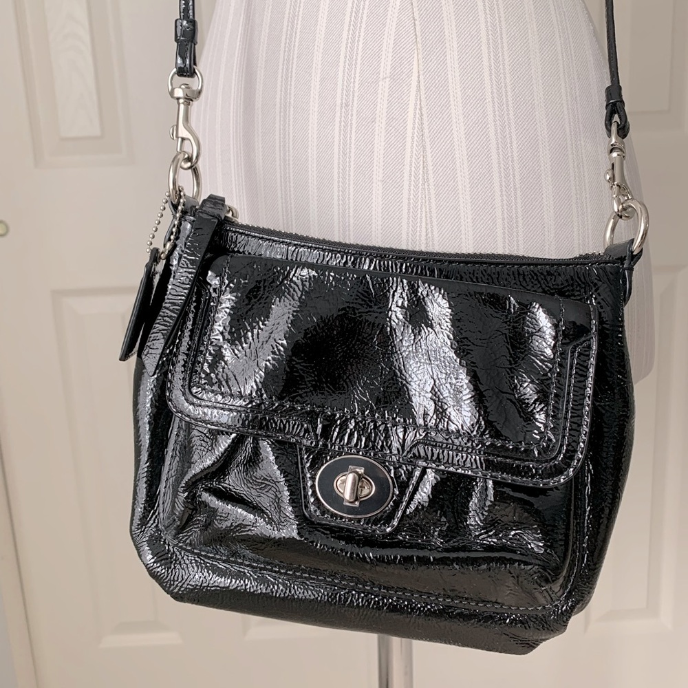 Coach Jet Black Patent Leather Crossbody